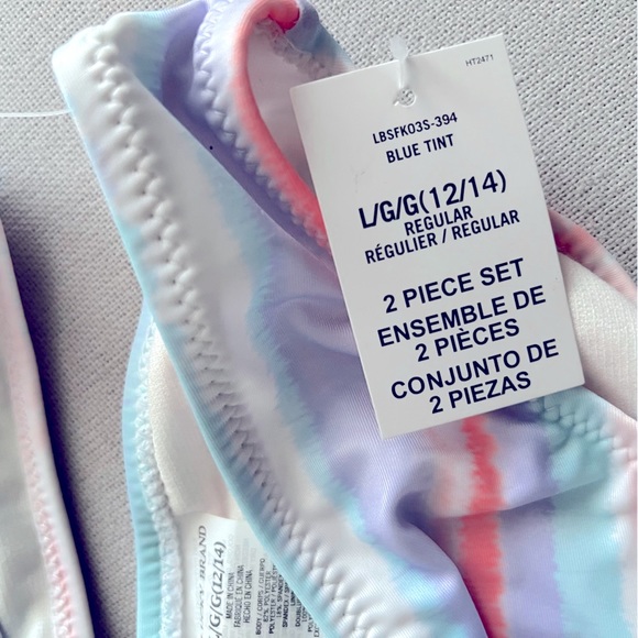 Lucky Brand 2-Piece Bikini Set Blue Tint, Size L (12/14) New w/Tag - Picture 6 of 9